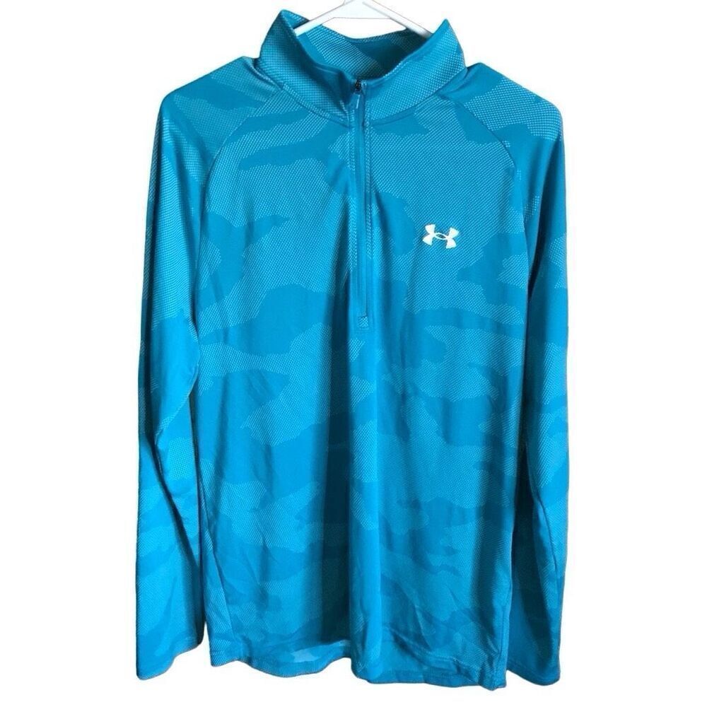 Under armour loose SZ Large 1/4 zip front long sleeve top athletic turquoise